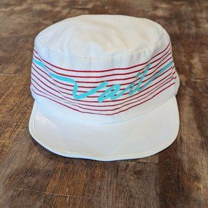 Vintage VAIL Ski Resort WHITE Stripe Hat Cap Colorado Adjustable Retro 1980s